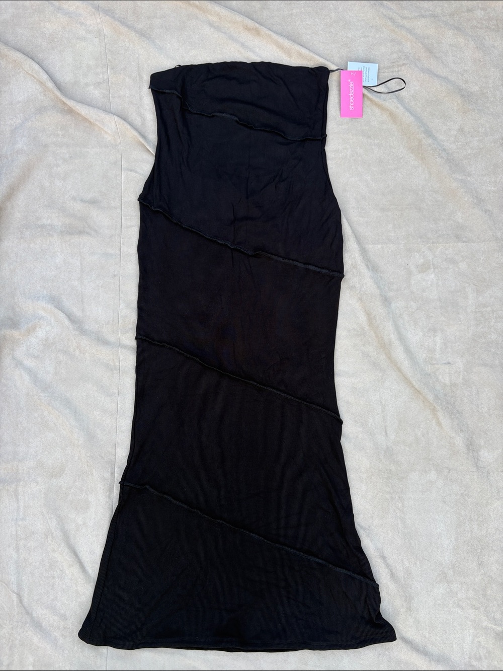 new 🖤🖤 Shoe 95/5 Rayon Elastane Dazzle Black Stretchy Strapless Maxi Dress - XL